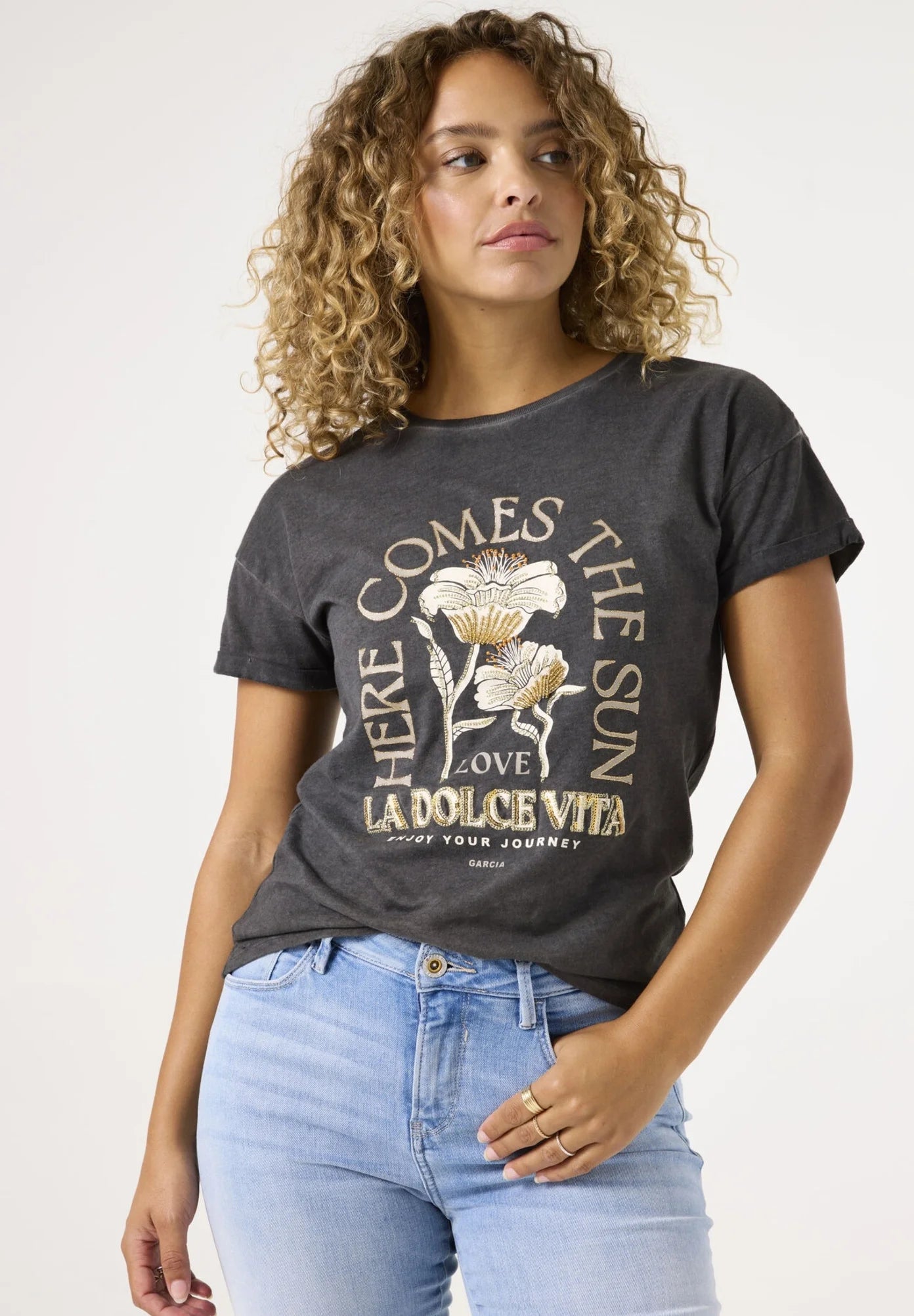 Garcia Here Comes the Sun Graphic T-Shirt - Antracite