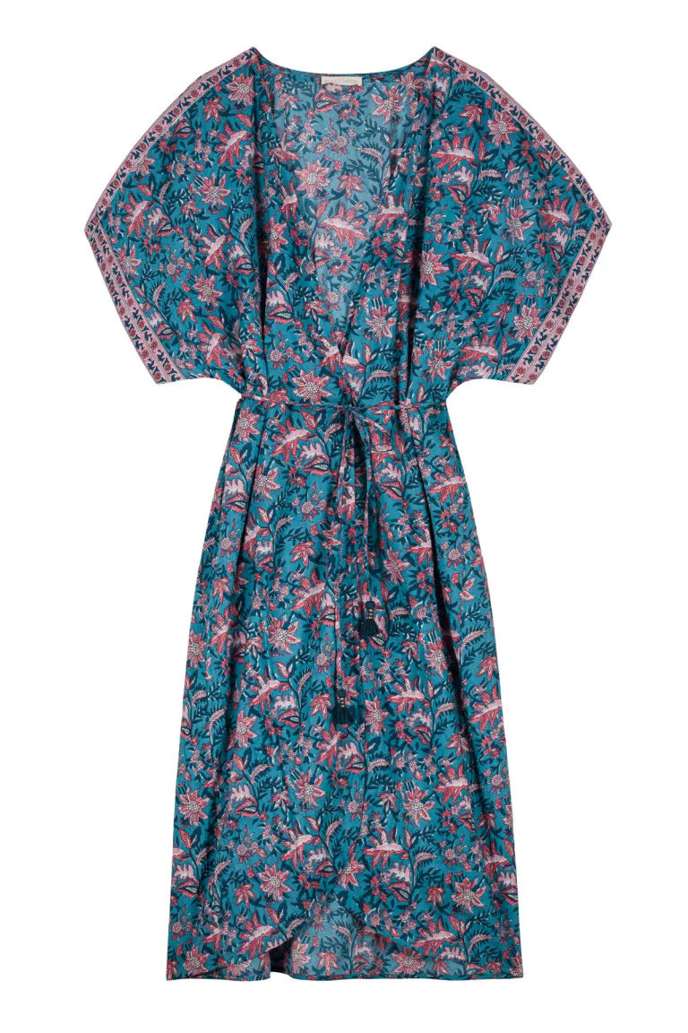 Louise Misha Kimono Chill - Teal Garden of Eden