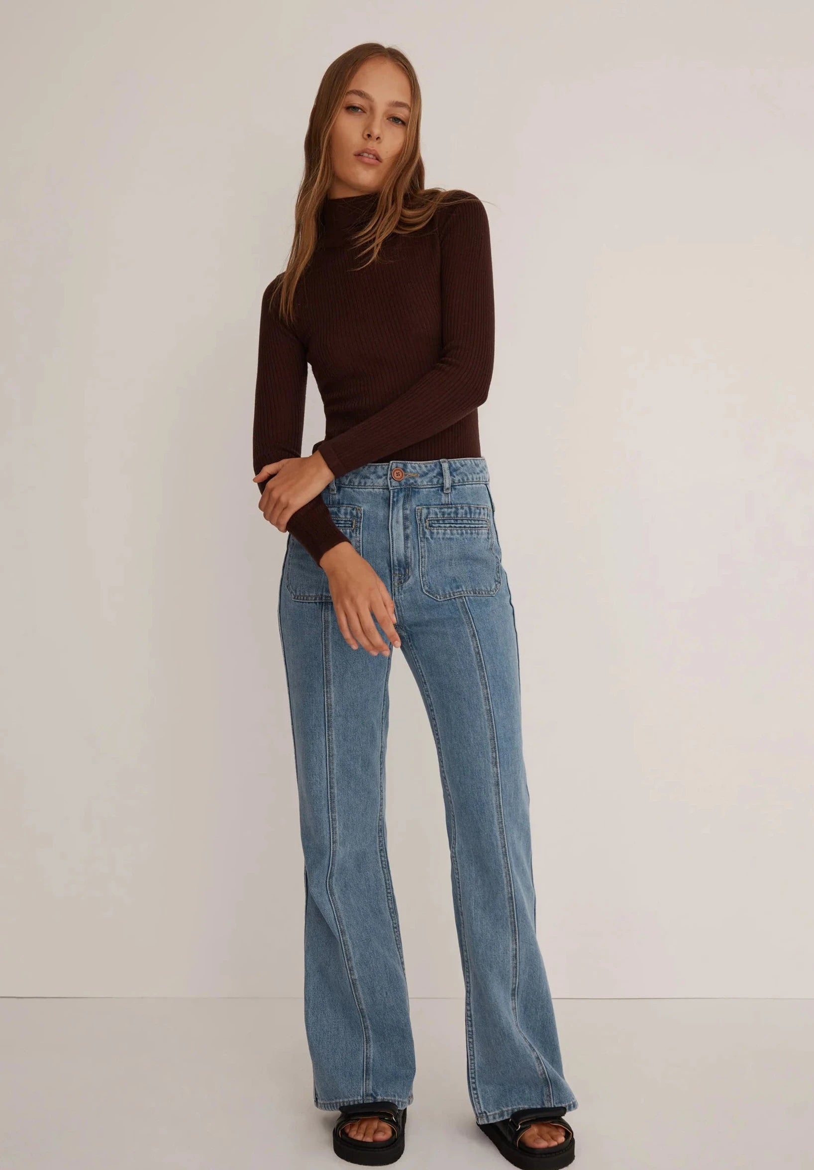 Morrison Morri Merino Rib High Neck - Chocolate