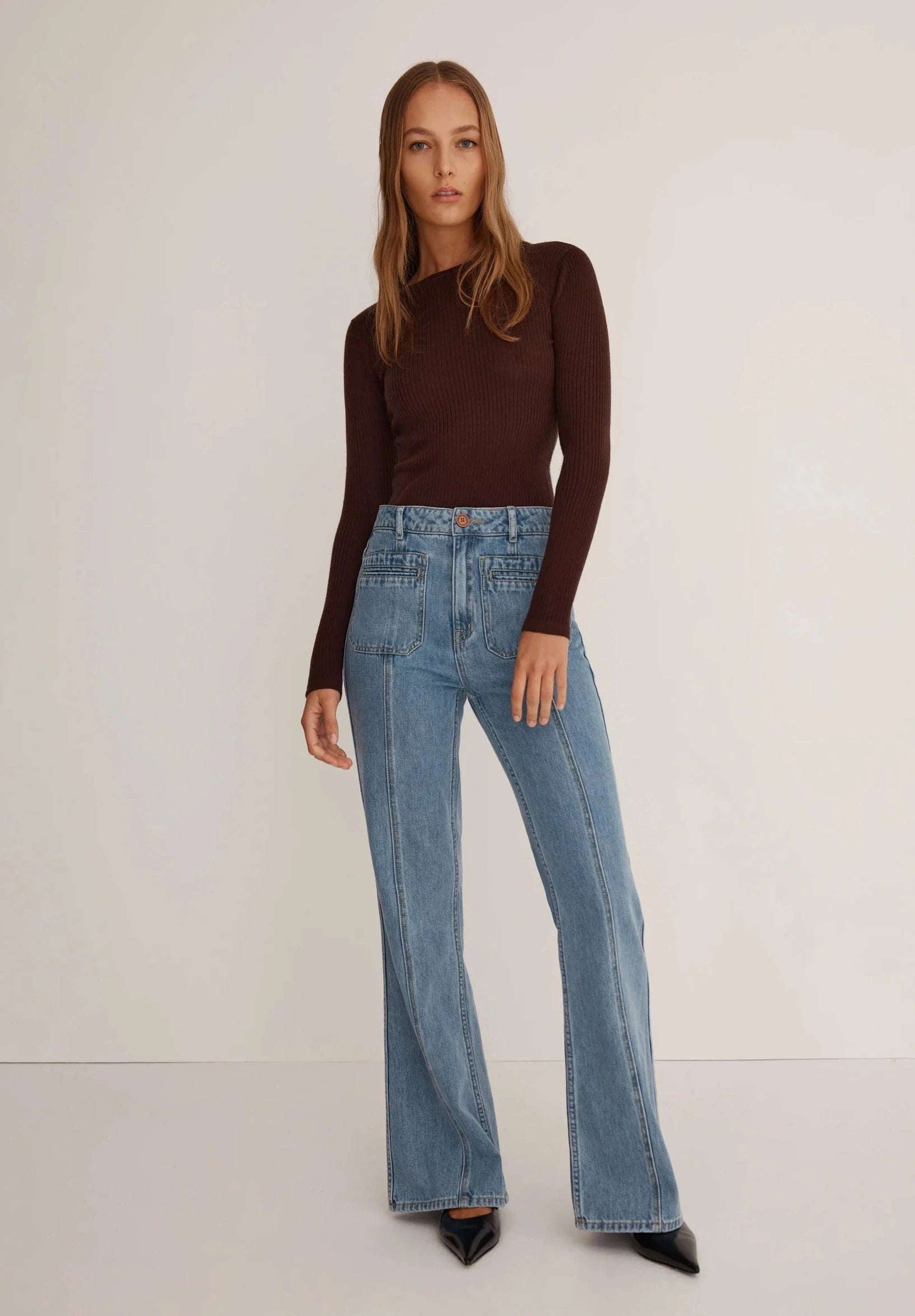 Morrison Morri Merino Rib Round Neck - Chocolate