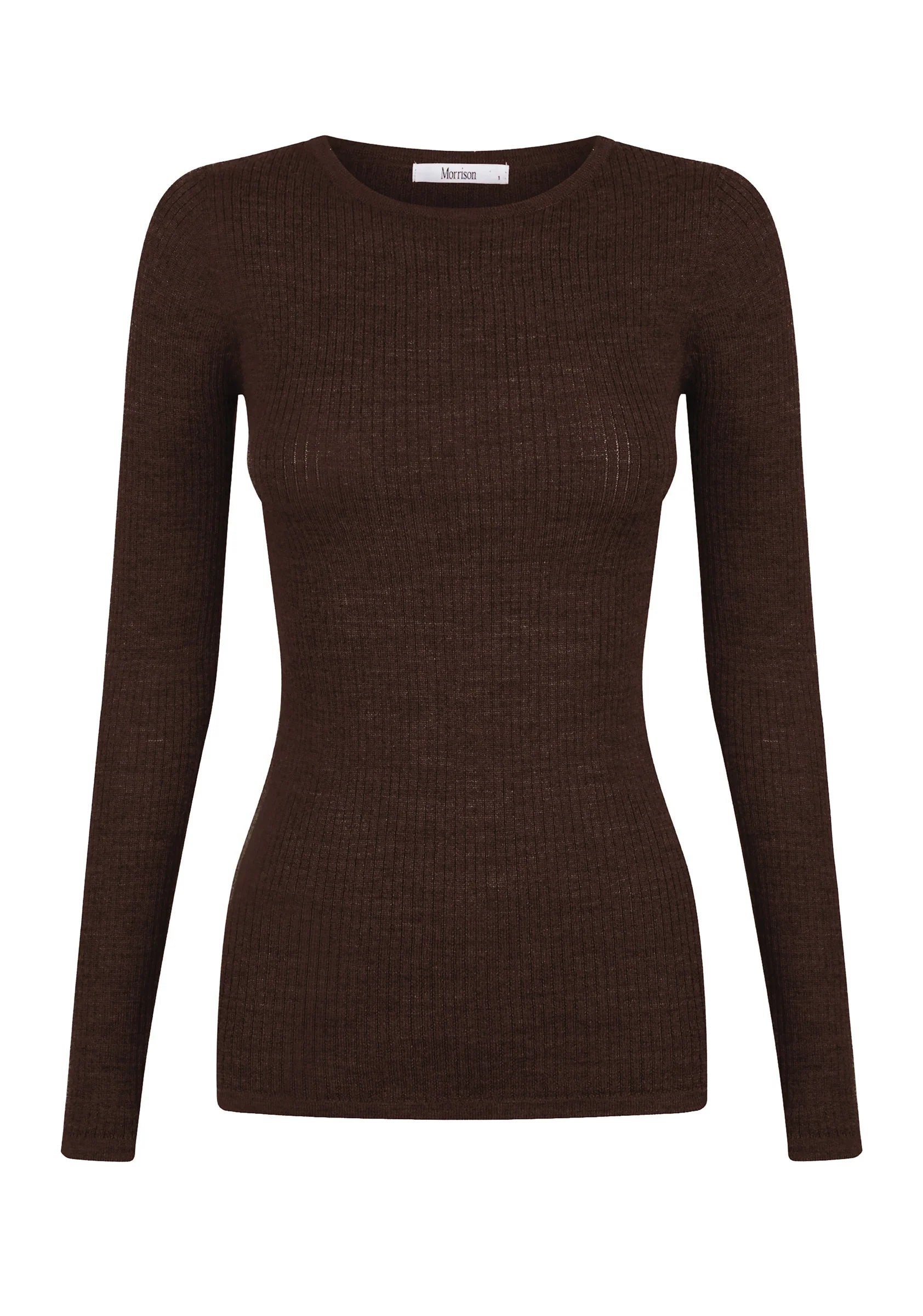 Morrison Morri Merino Rib Round Neck - Chocolate