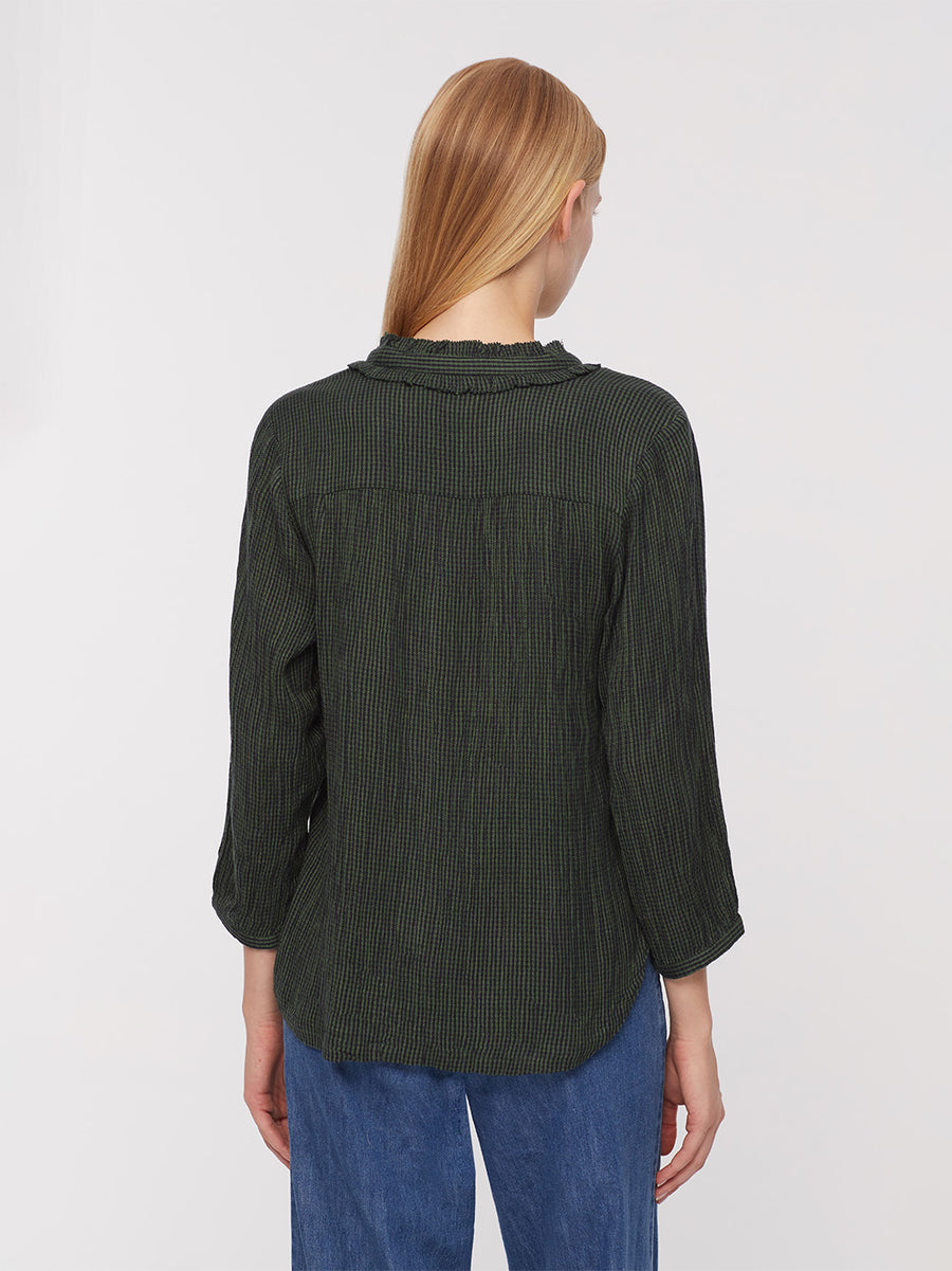 Nice Things Paloma Two Tone Checked Blouse Forest Green