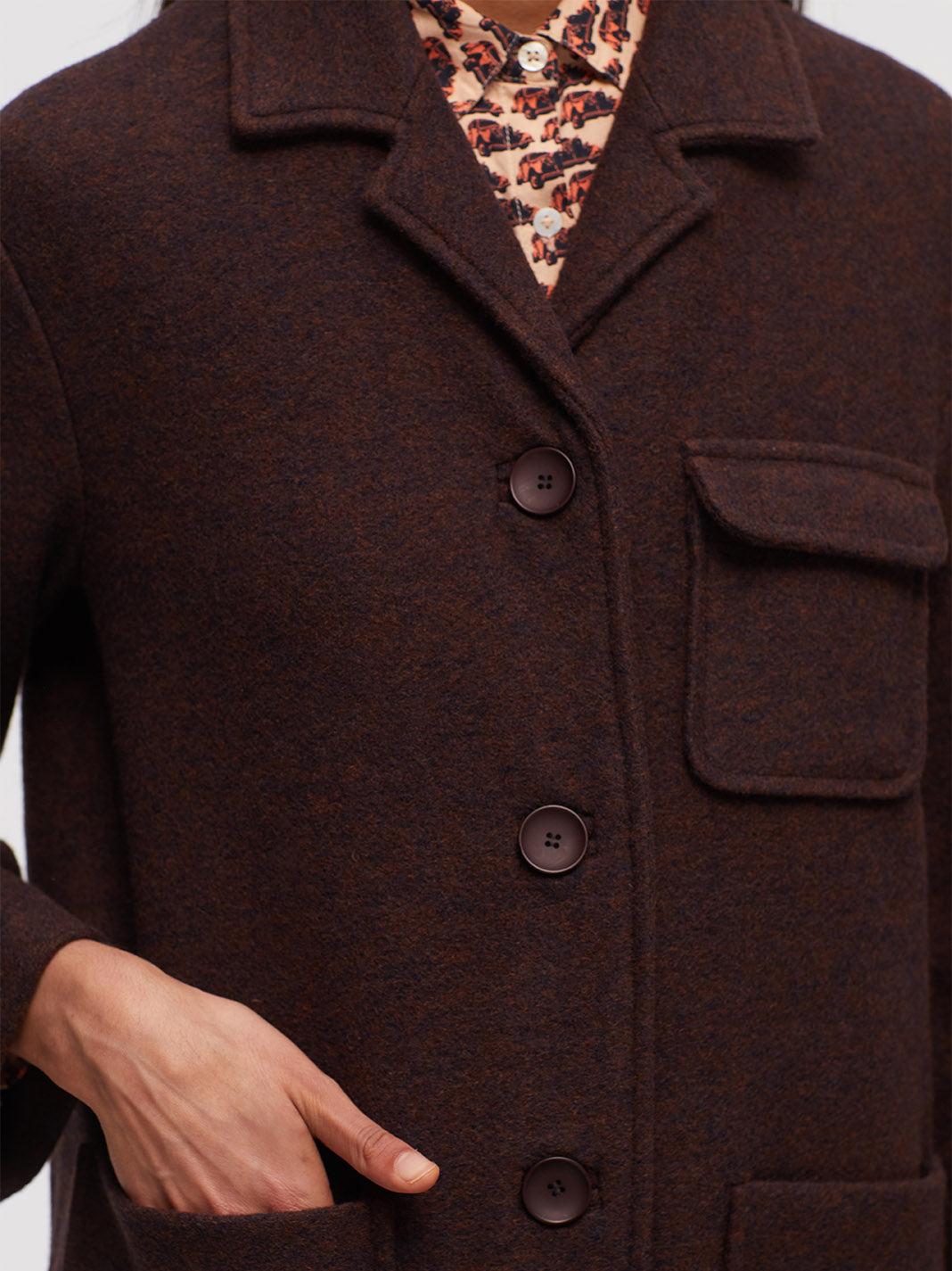 Nice Things Paloma Notch Lapel Wool Jacket Shiny Brown