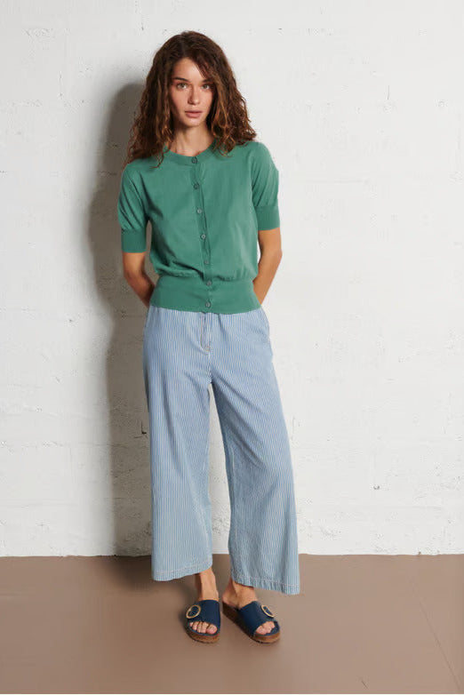 Nice Things Denim Wide Leg Stripe Trouser