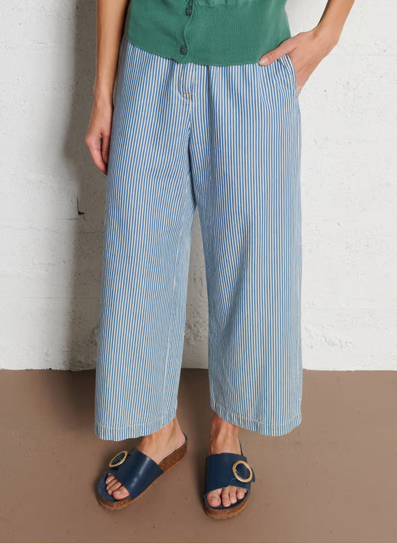 Nice Things Denim Wide Leg Stripe Trouser