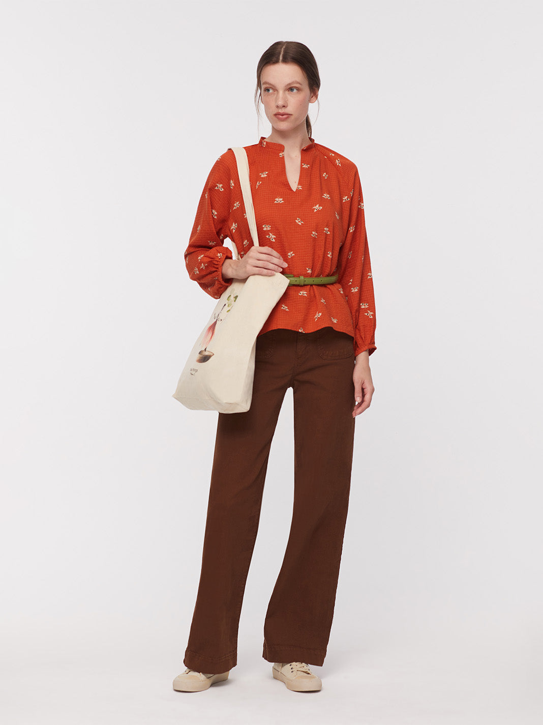 Nice Things Paloma Mesh Knit Blouse Dark Orange