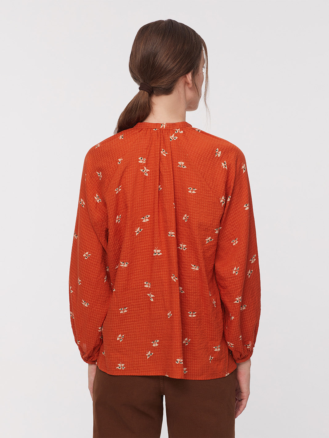 Nice Things Paloma Mesh Knit Blouse Dark Orange