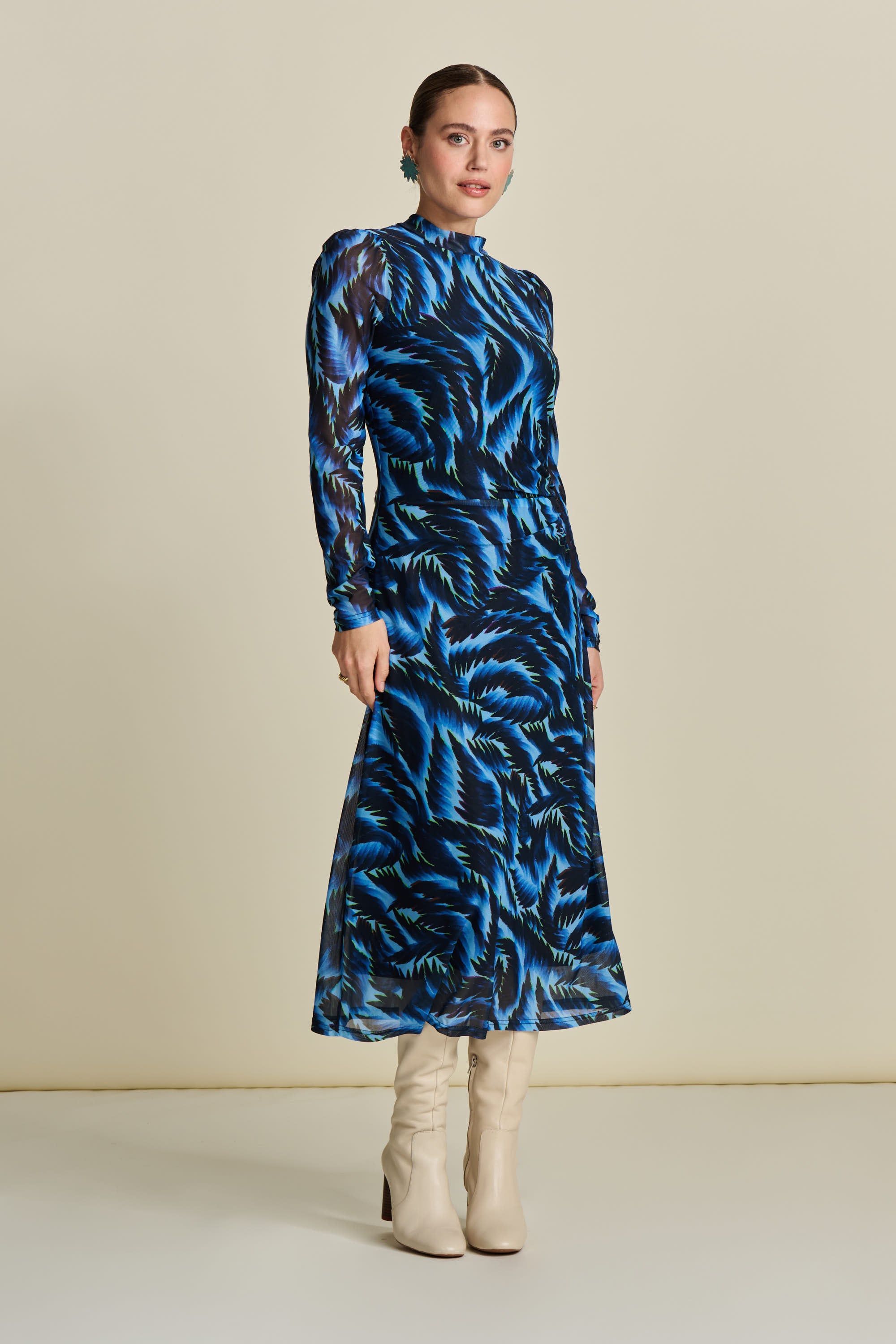 POM Amsterdam Feathers Mesh Dress