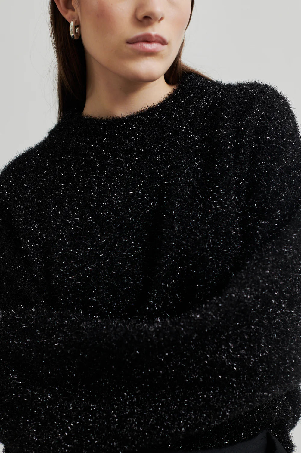 Second Female Lamilla Knit Sweater O-Neck - Black