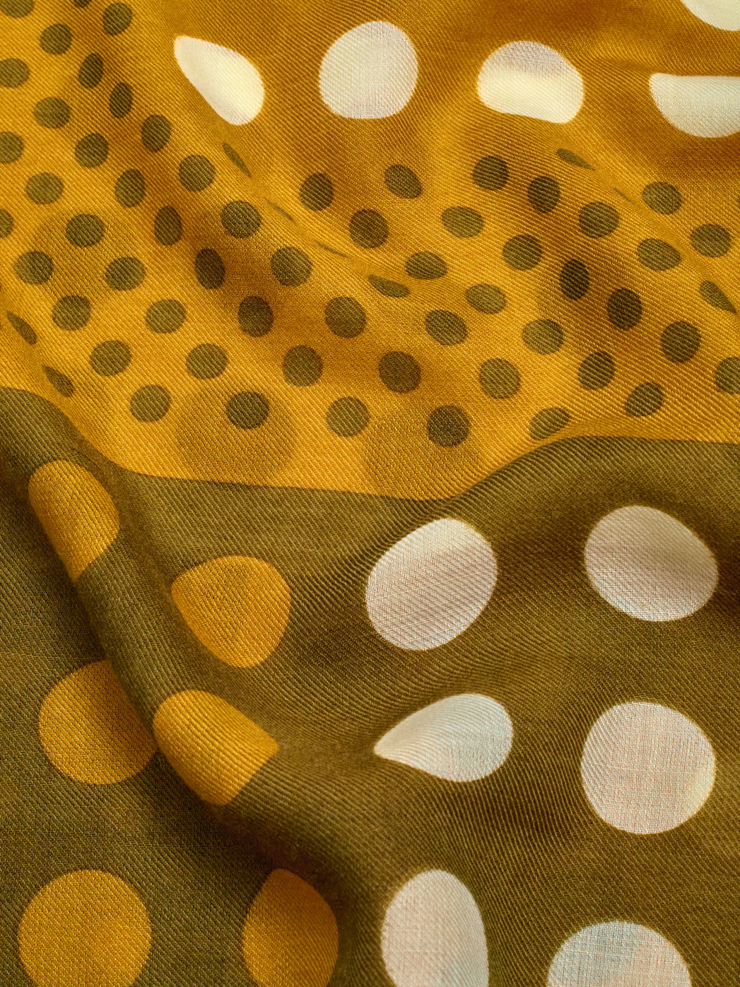 Nice Things Patch Dots Print Scarf - Olive Green