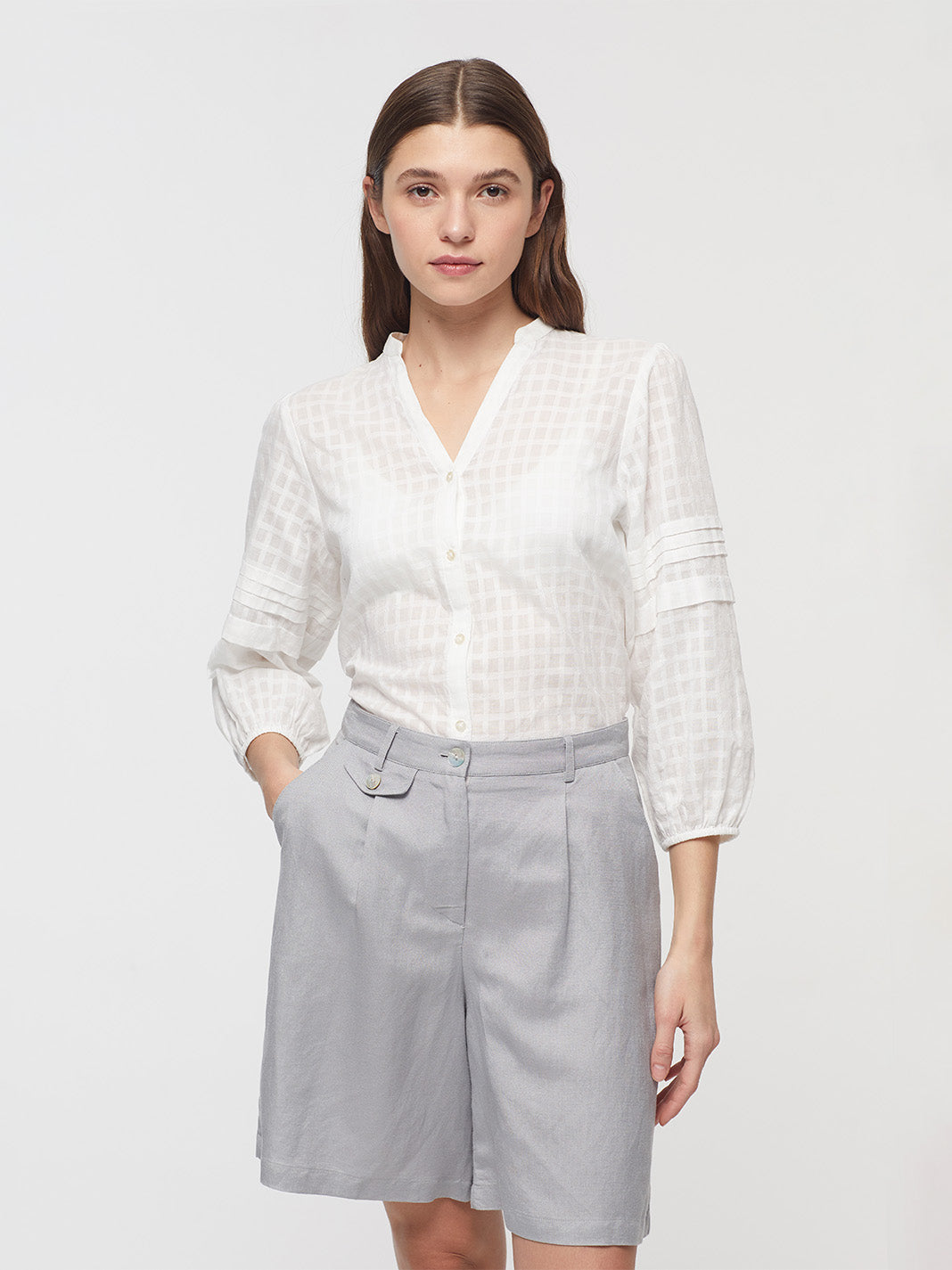 Nice Things Linen Short Light Grey