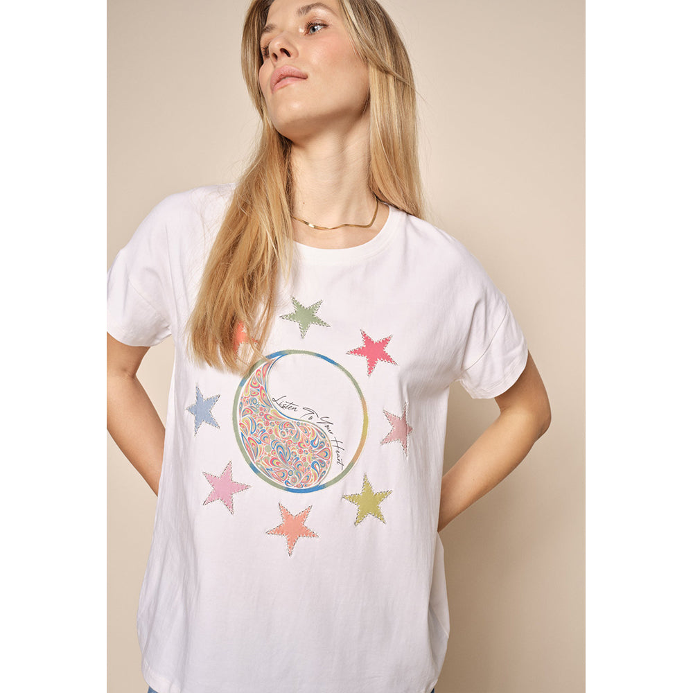 Mos Mosh Rue O-SS Embroidery t shirt