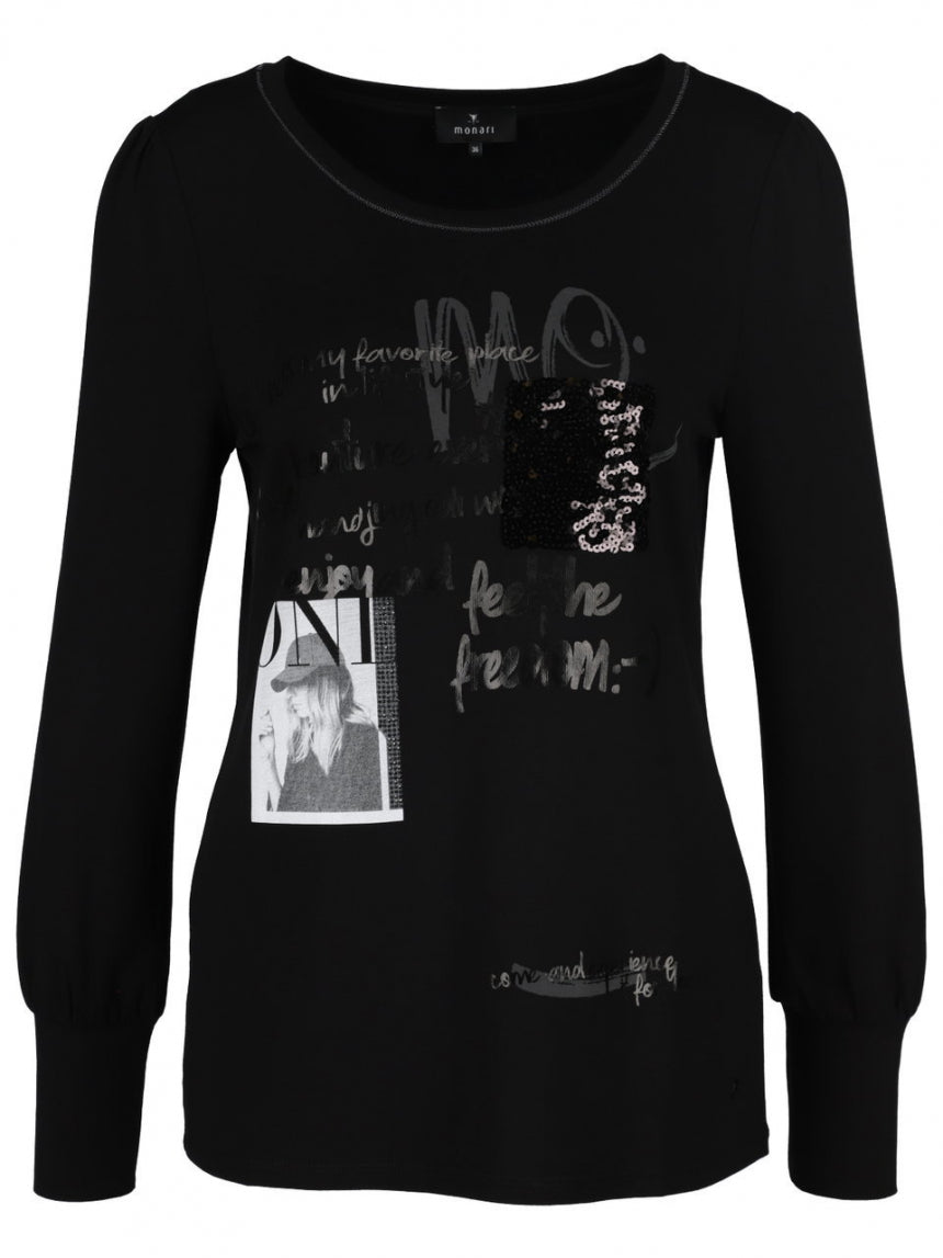 Monari Long Sleeve T Shirt with Front Motif