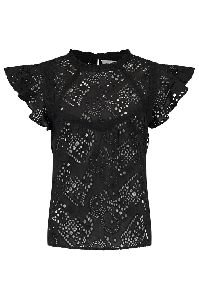 Pom Amsterdam Brodery Ruffle Top