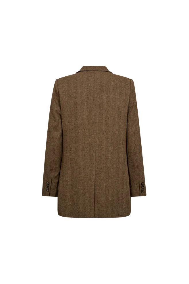 Brown double breasted blazer on a white background 