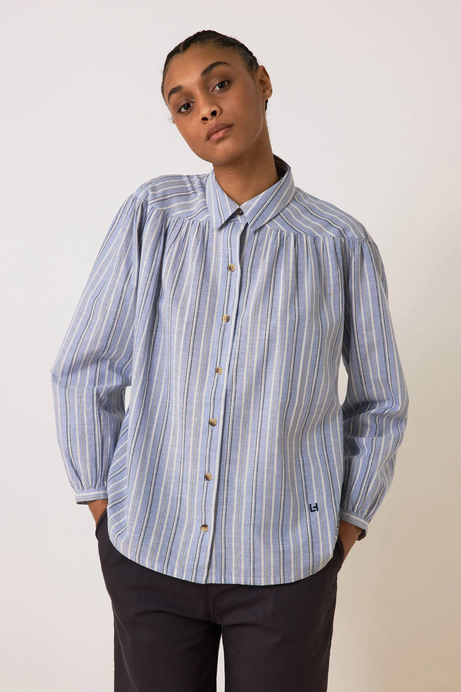 Leon & Harper Cloclo St Blue Stripe Shirt