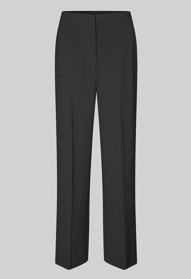 Classic Wide Leg Black Trouser Featuring a concealed zip, hook and button closure at the front