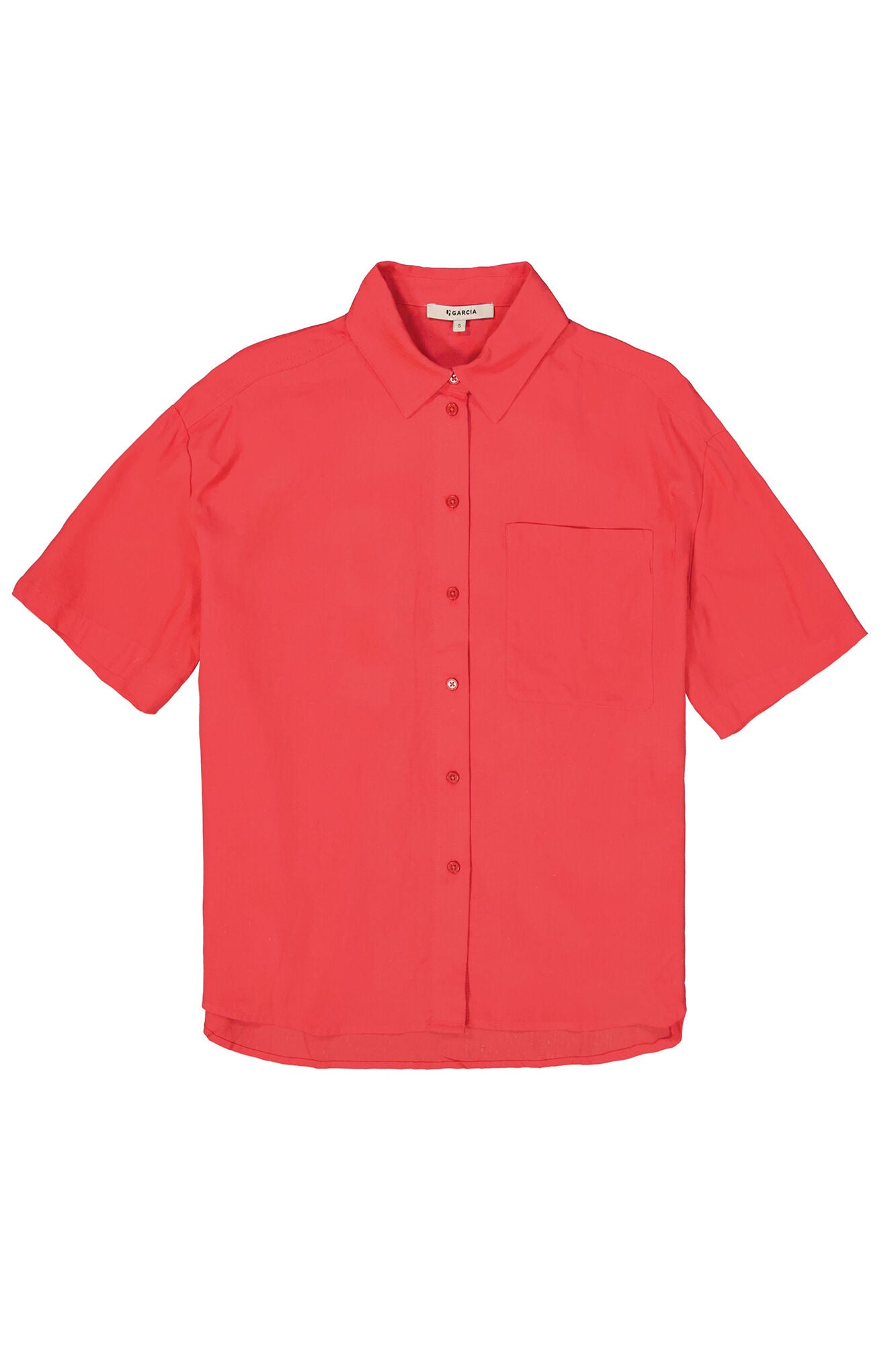 Red short-sleeve shirt on a white background