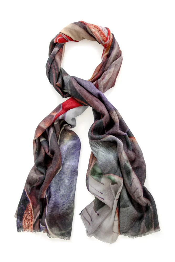 Colourful large wool scarf. 