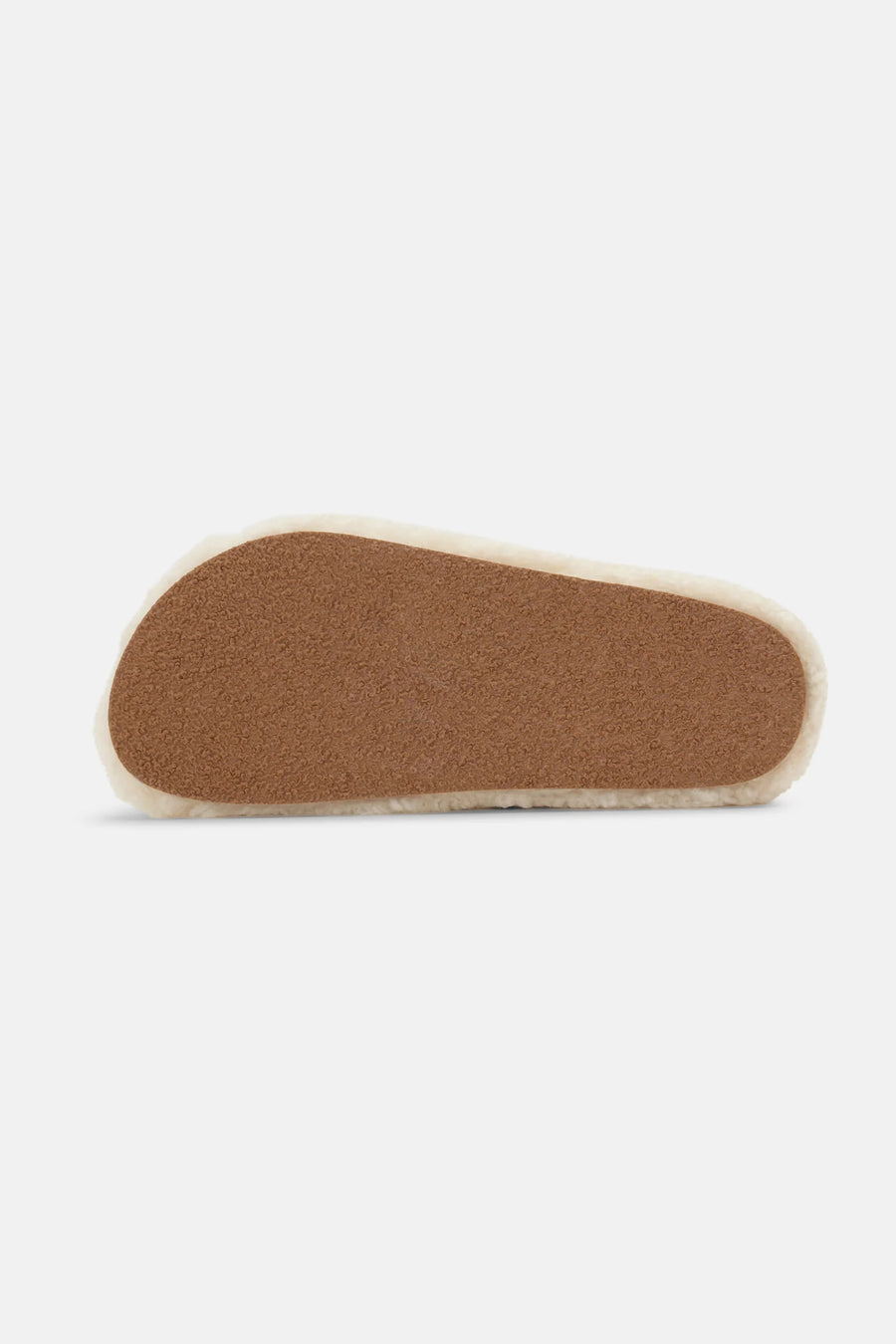 Open toe sheepskin slipper with cross over front in cream colourway. 