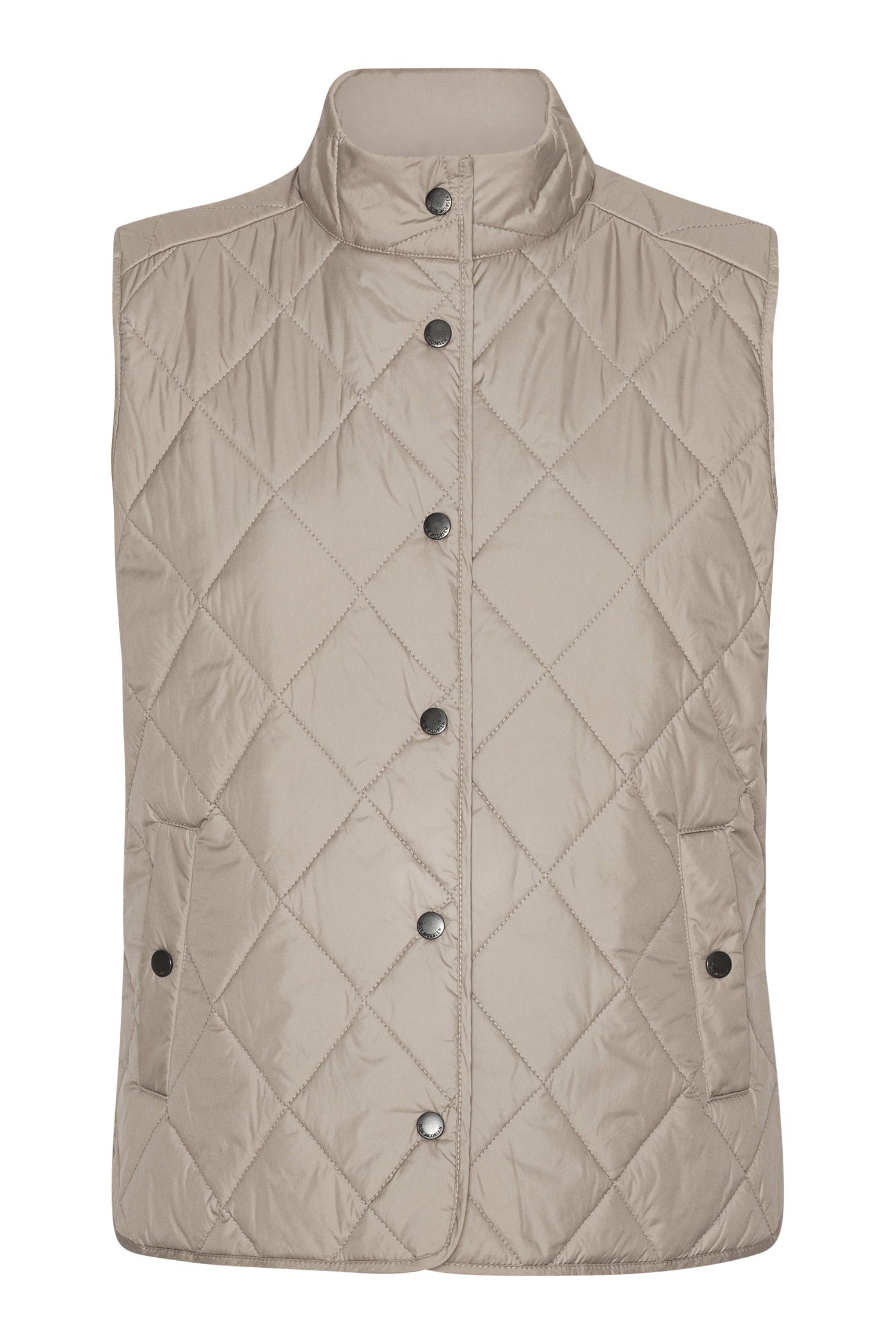Beige quilted vest  on a white background