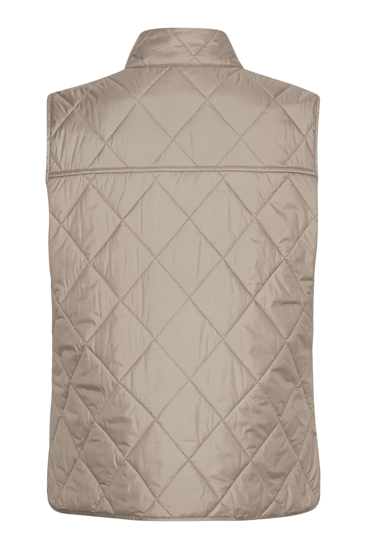 Quilted vest with diamond pattern on a white background