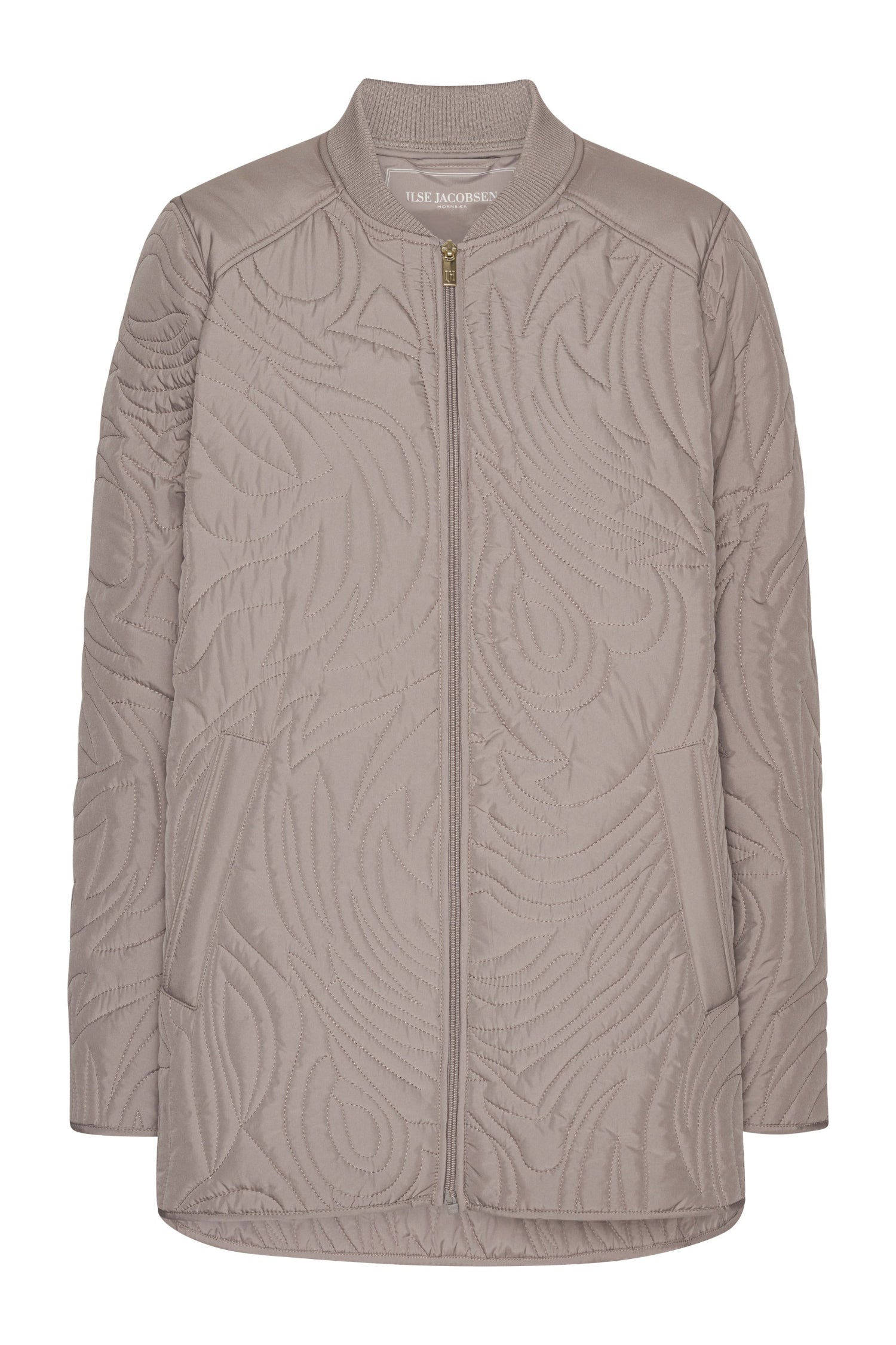 Quilted jacket with a pattern on a white background