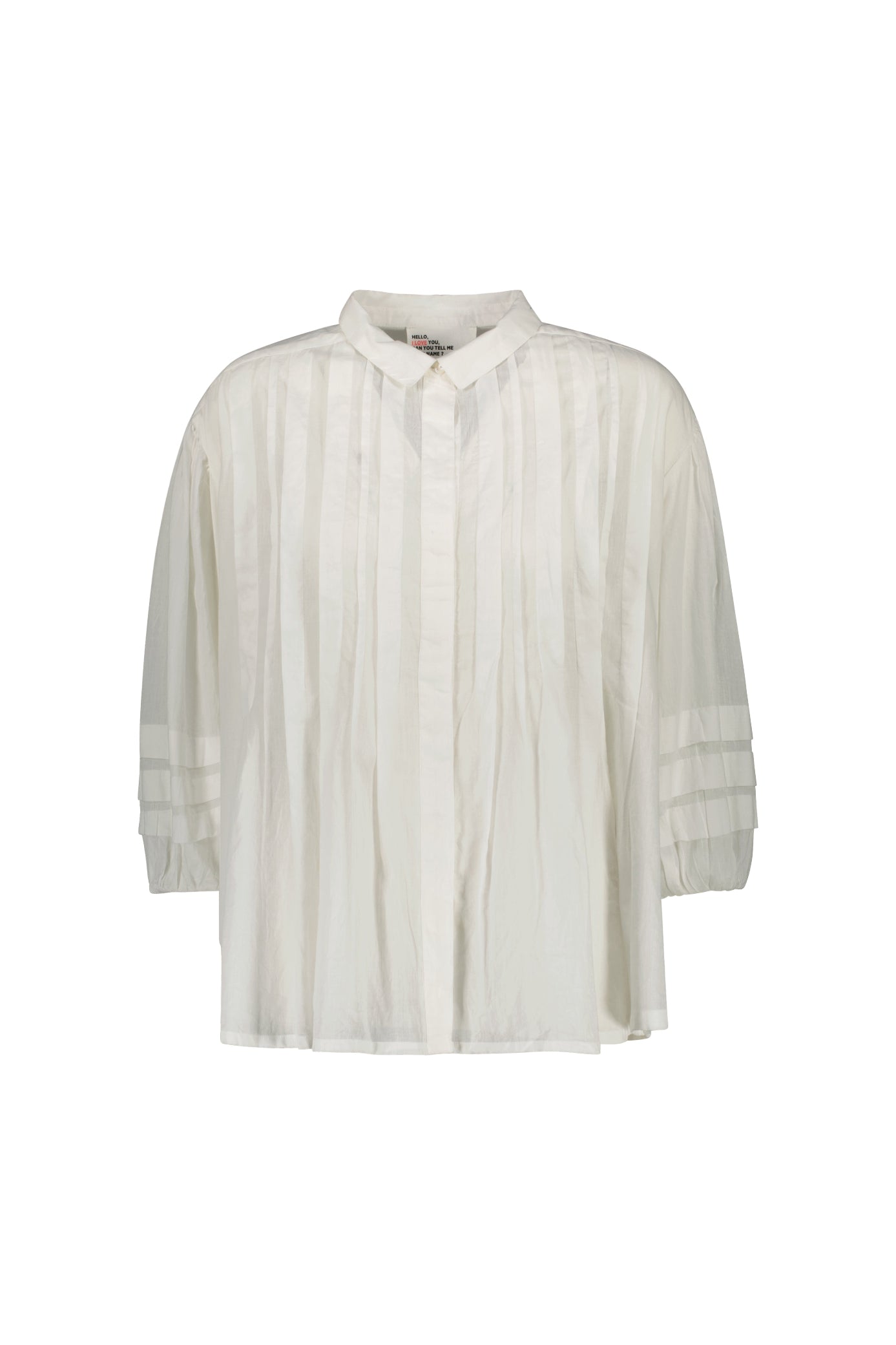 white short sleeve shirt with frill detail on a white background 