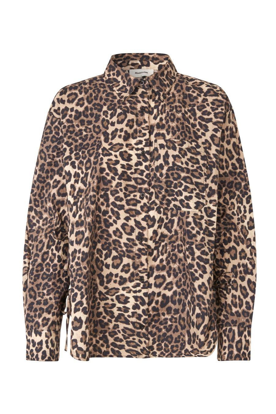 Leopard print blouse on a white background
