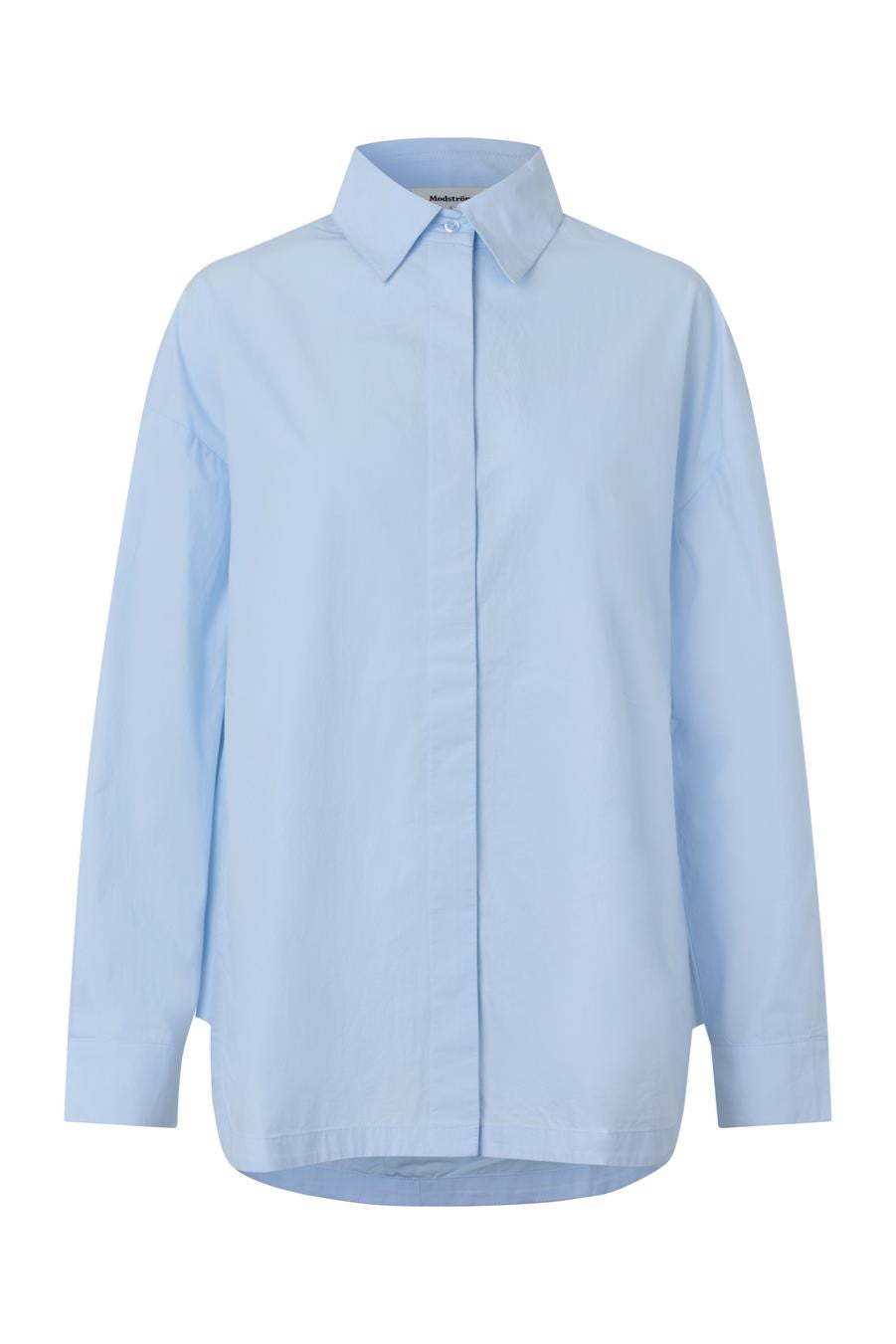 Light blue  long sleeve shirt on a white background