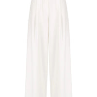 Wide leg full length trouser in ivory with front pleat.  