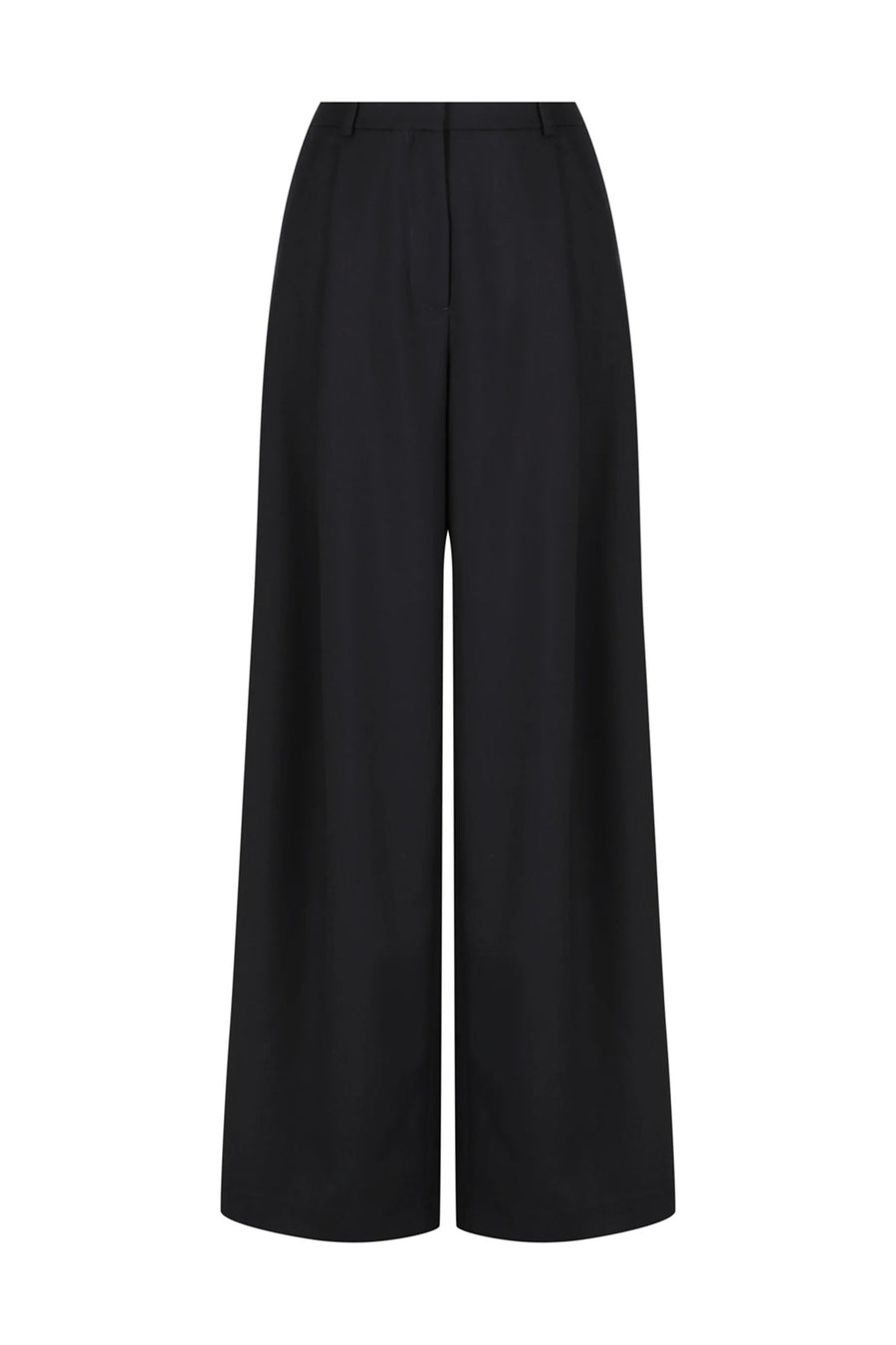 Wide leg full length trouser in Navy with front pleat.  