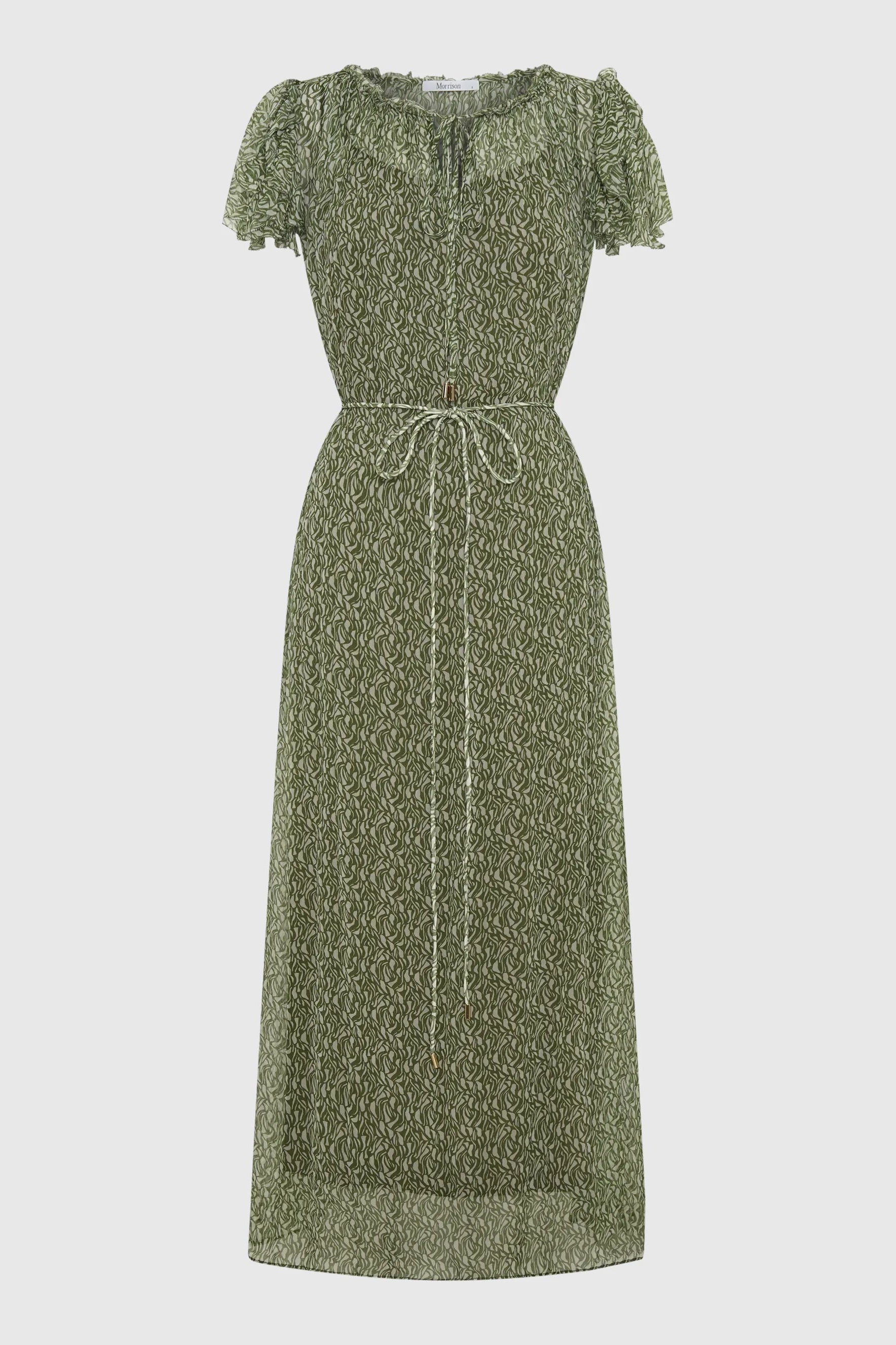 Green floral dress on a white background