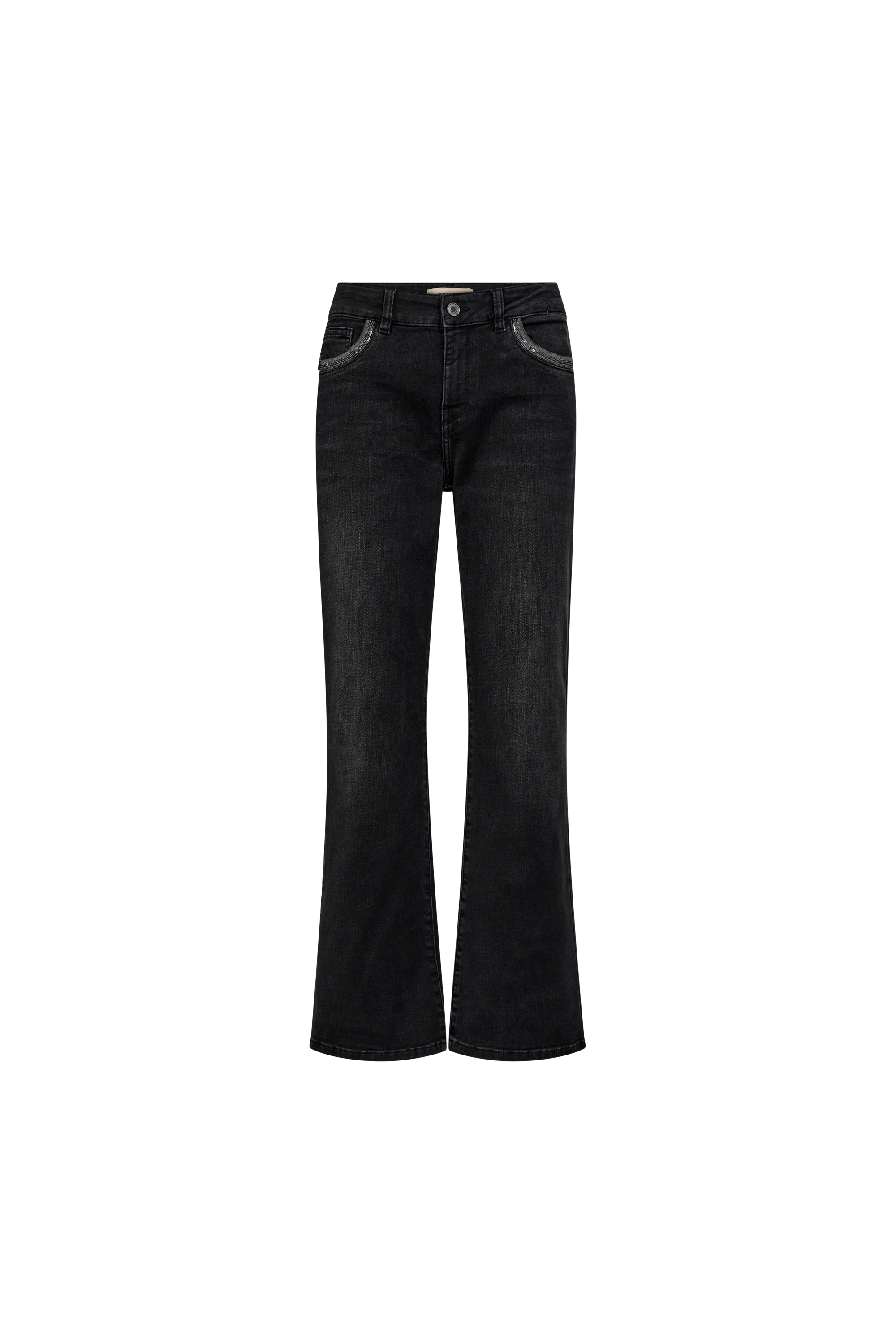 Grey wash cropped jeans on a white background