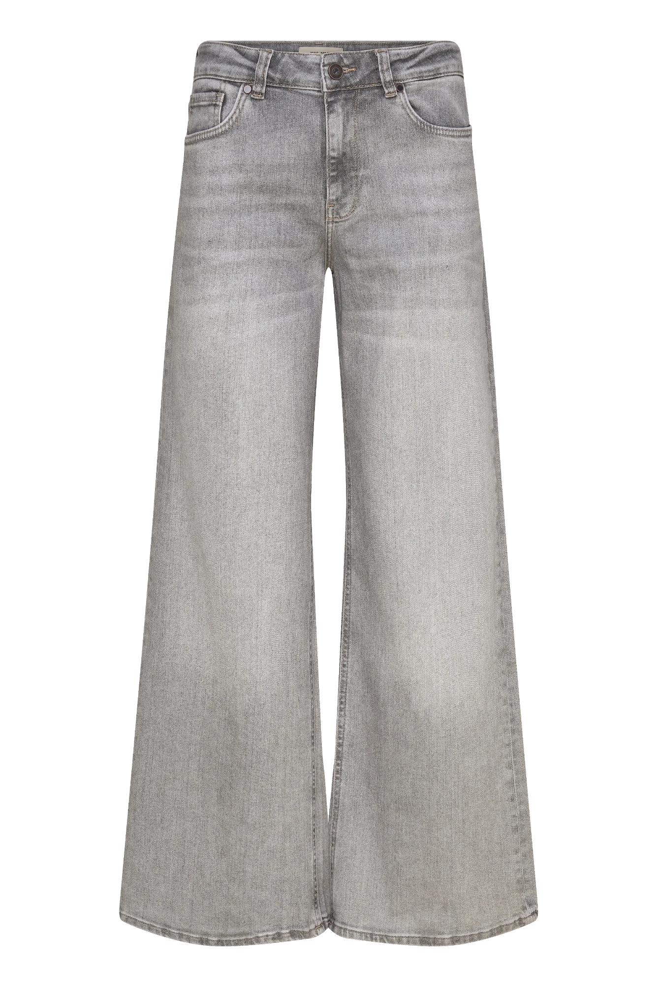 Gray wide-leg jeans on a white background