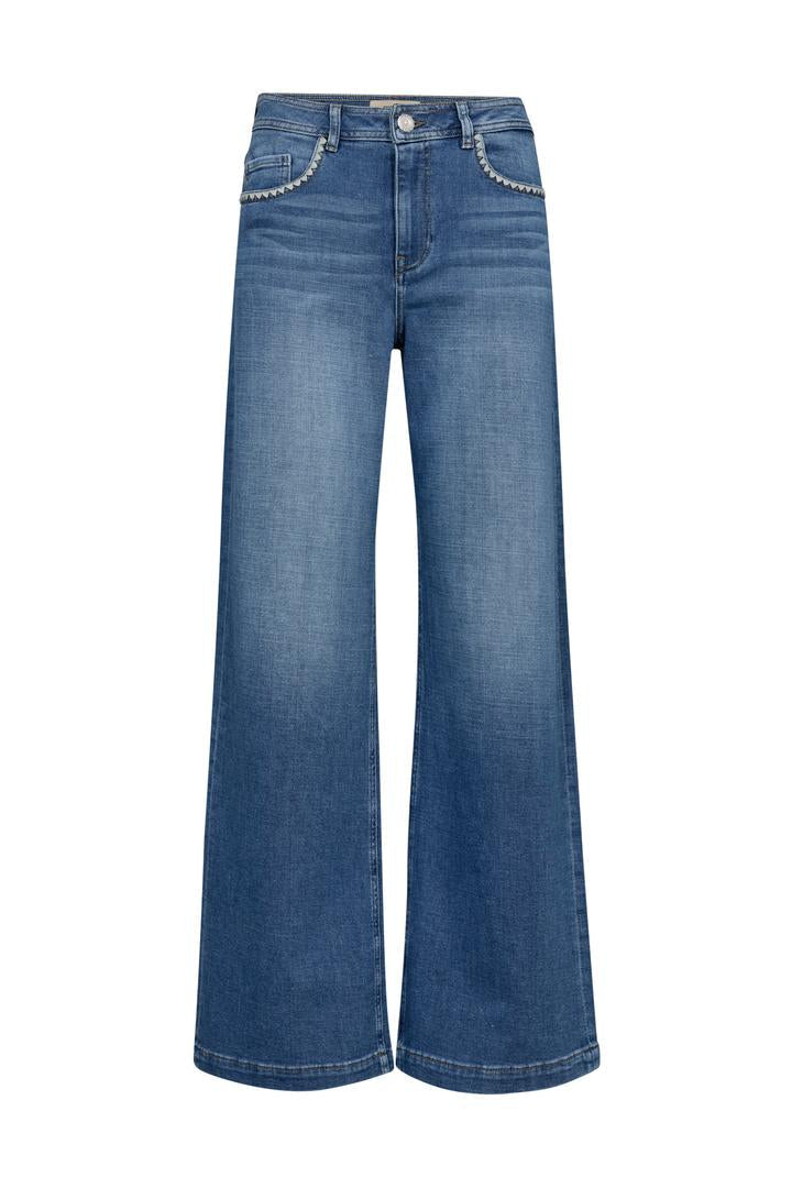 Blue jeans with pocket detailing  on a white background