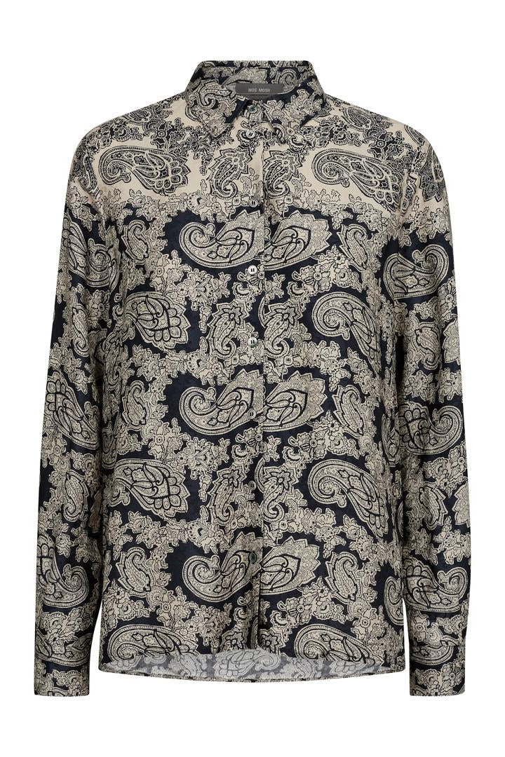Navy and ecru long sleeve shirt 