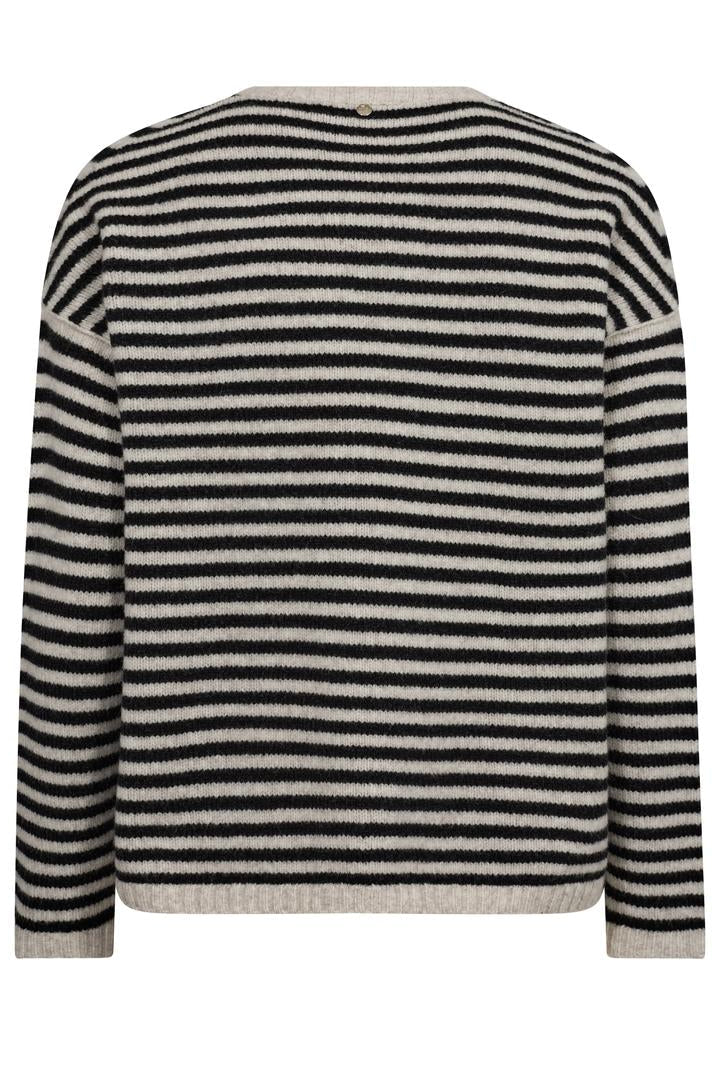 crew neck black and cream stripe jumper