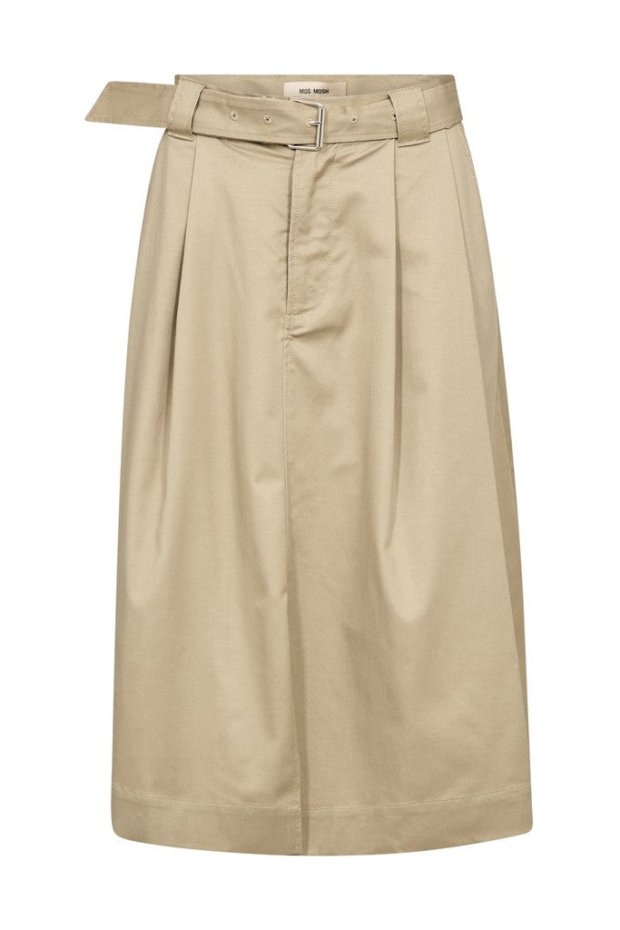 Beige skirt with a belt on a white background