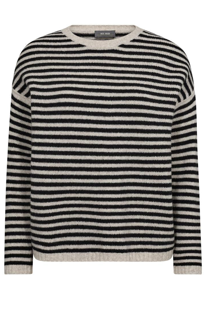 crew neck black and cream stripe jumper