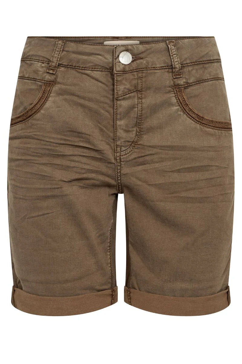 Brown  denim shorts on a white background