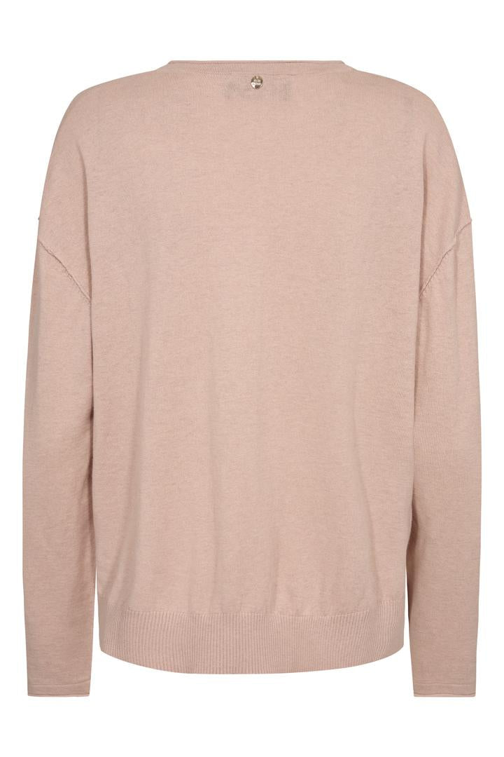 Blush Pink  long sleeve cotton cashmere blend v neck sweater. 