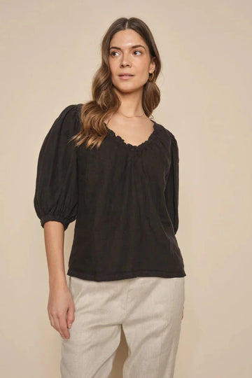 Mos Mosh Taissa Linen Blouse - Black