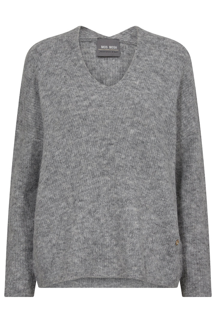V Neck long sleeve sweater in Grey with over size fit and rib detail. 