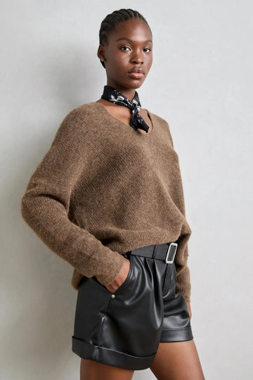 Mos Mosh Thora V Neck Knit - Rain Drum