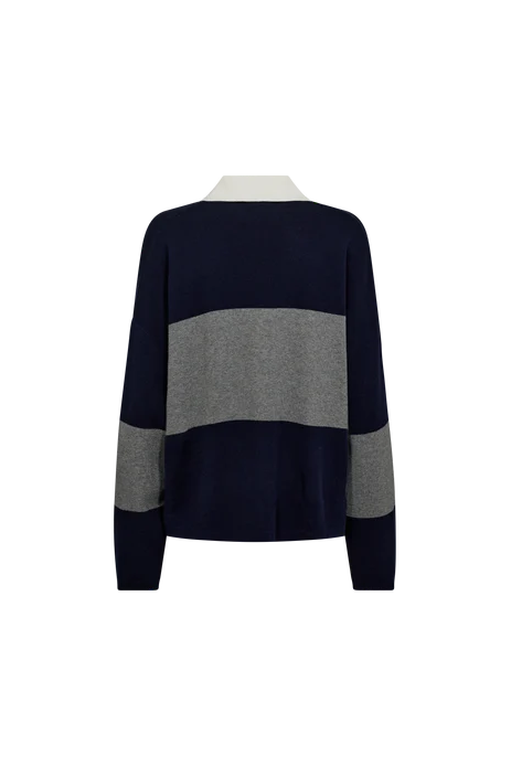 Navy and gray sweater on a white background