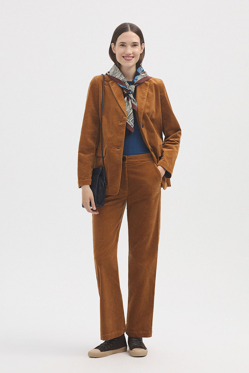 Rich Tan coloured blazer in cord fabric. 