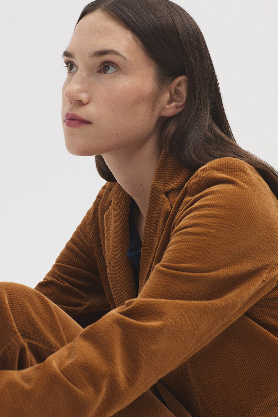 Rich Tan coloured blazer in cord fabric. 