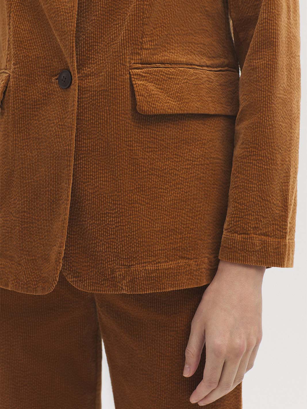Rich Tan coloured blazer in cord fabric. 