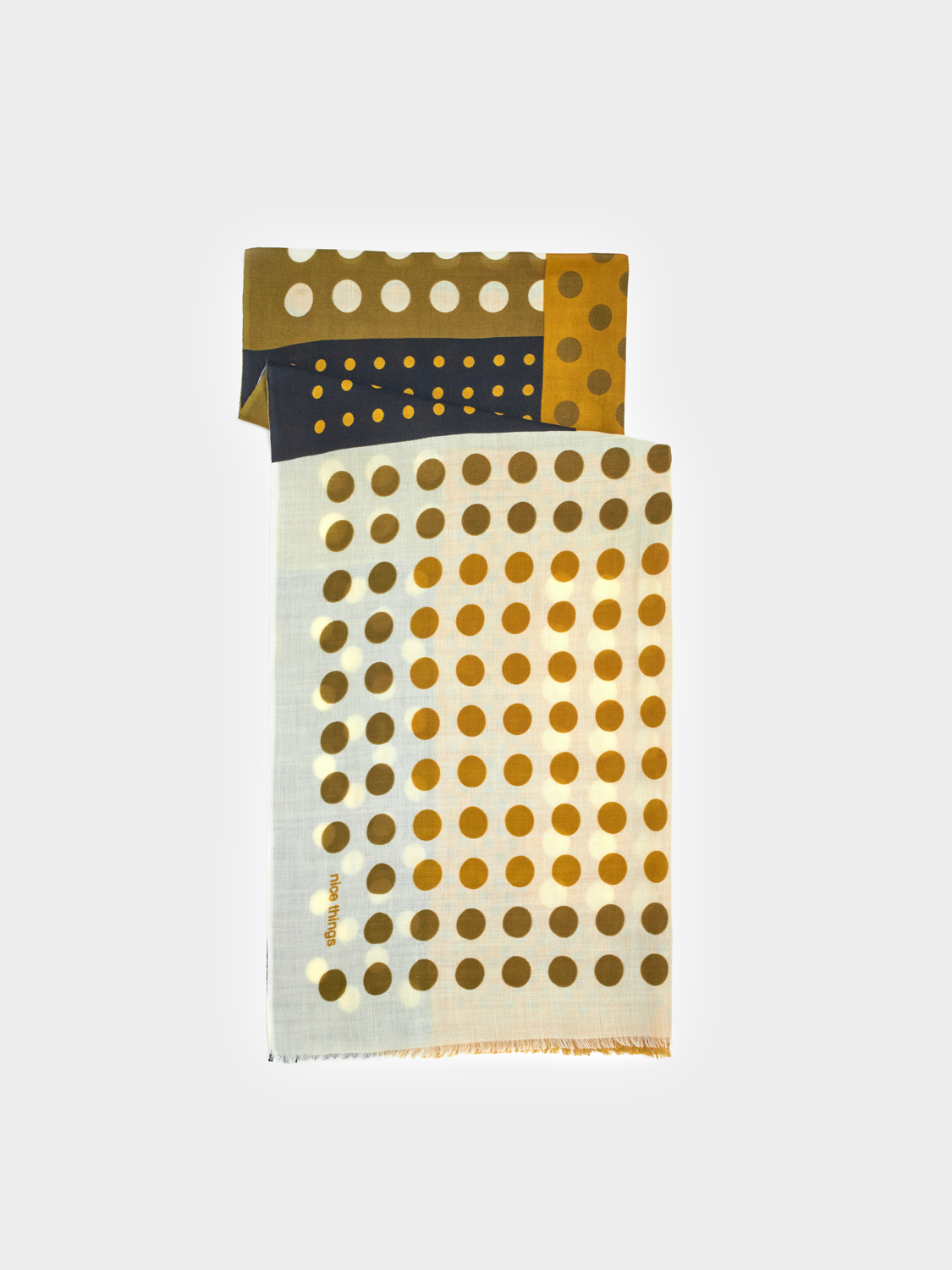 Nice Things Dot Print Shawl Olive Green 